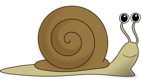 Charming Cartoon Snail Clipart with Spiral Shell and Expressive Eyes