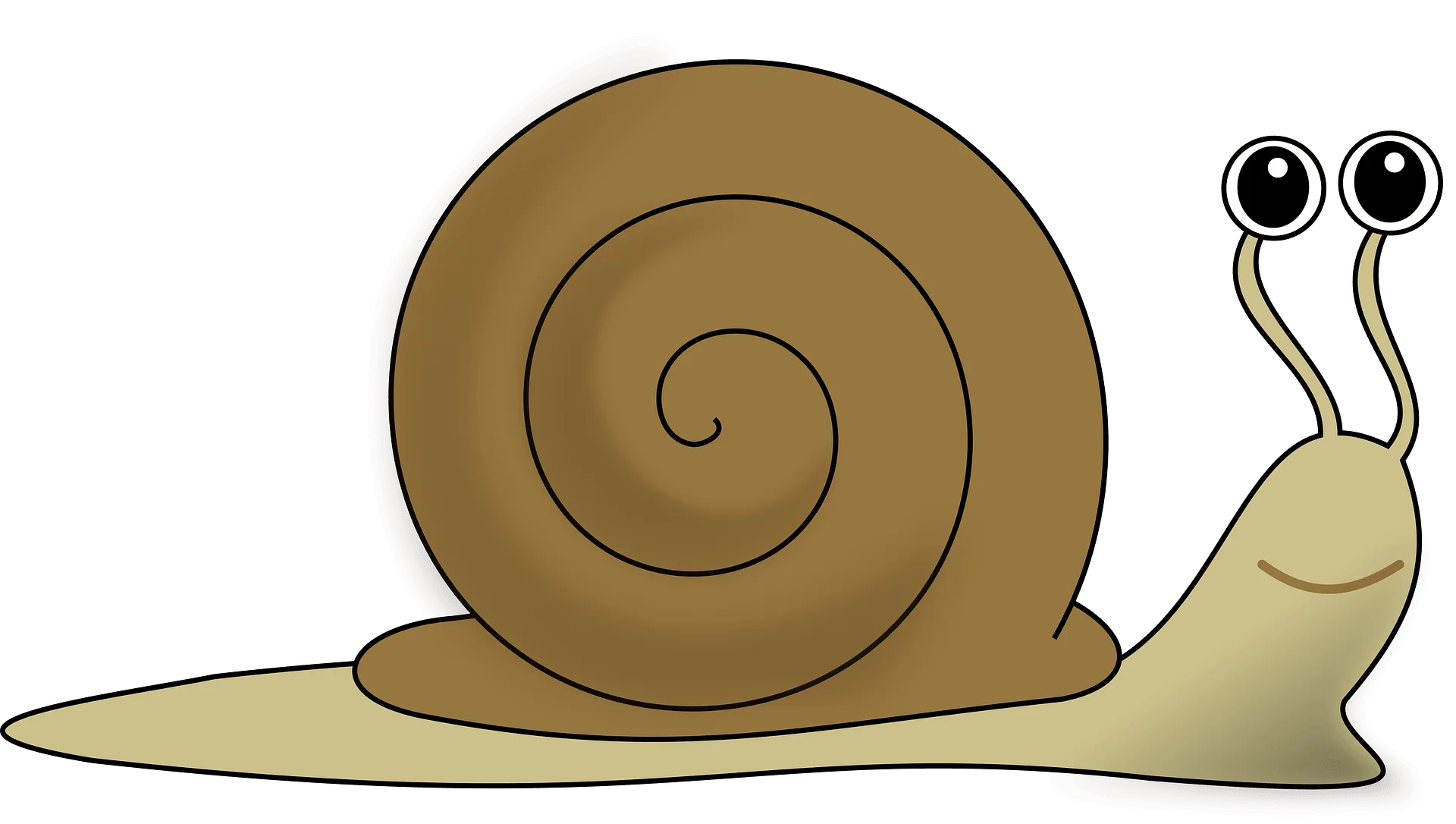 Charming Cartoon Snail Clipart with Spiral Shell and Expressive Eyes