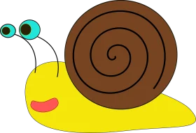 Cheerful Cartoon Snail Clipart with Brown Shell and Yellow Body