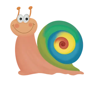 Cheerful Cartoon Snail Clipart with Whimsical Spiral Shell Design