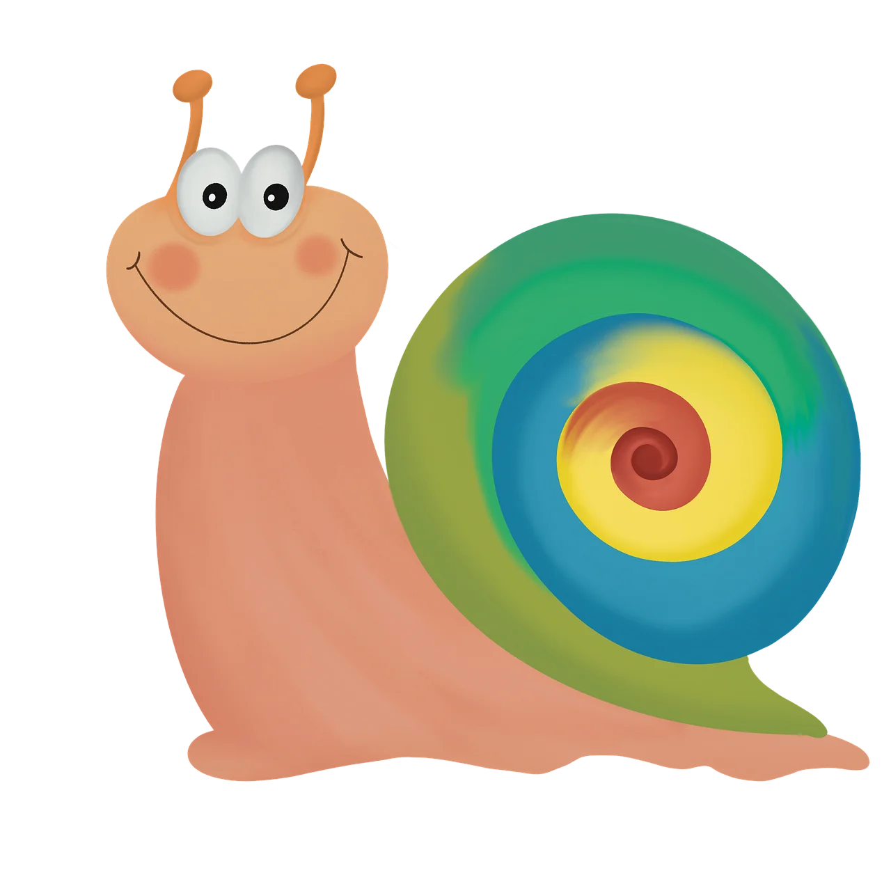 Cheerful Cartoon Snail Clipart with Whimsical Spiral Shell Design