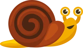 Cheerful Spiral-Shelled Snail Clipart with Expressive Cartoon Style Design
