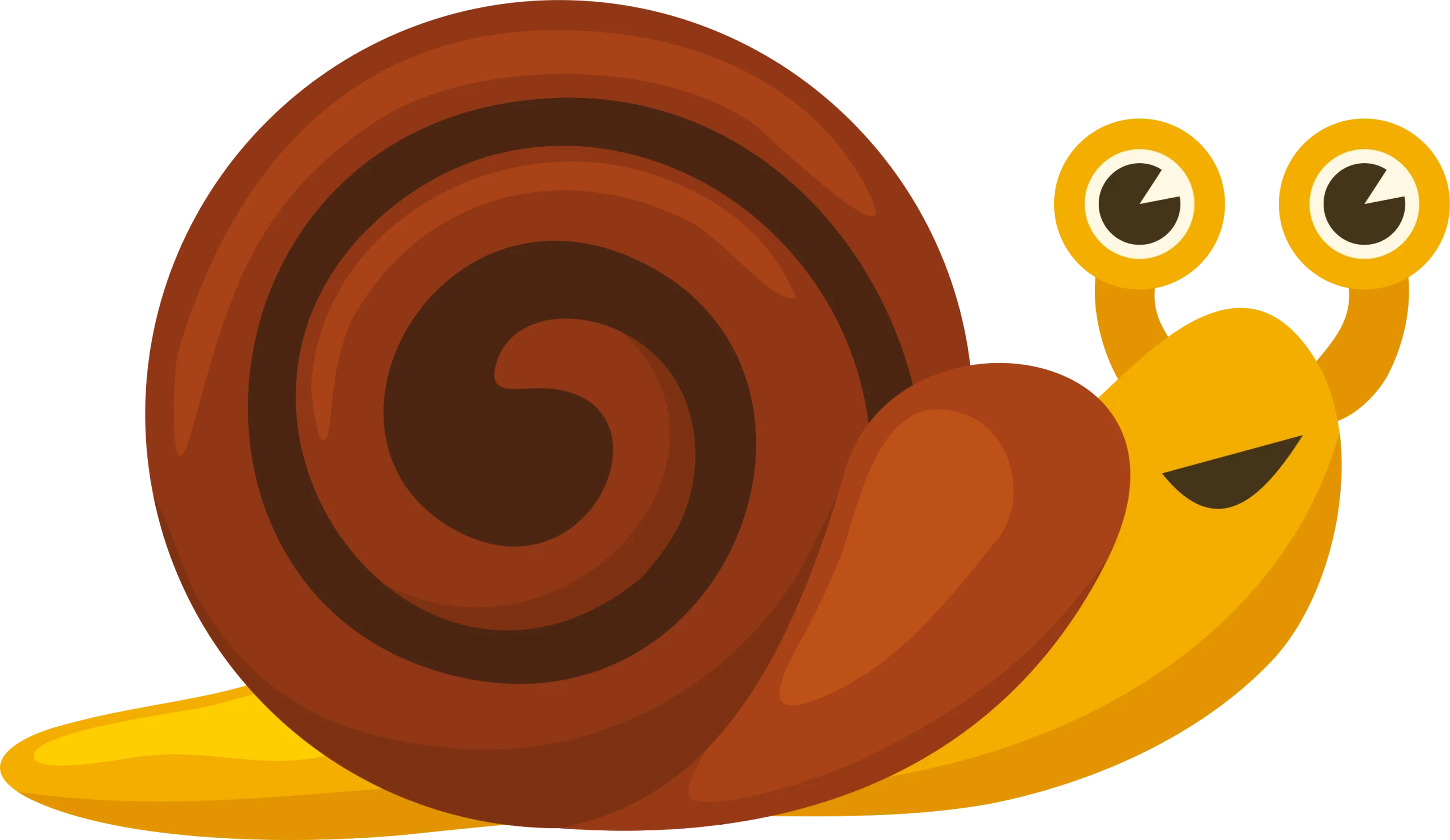 Cheerful Spiral-Shelled Snail Clipart with Expressive Cartoon Style Design