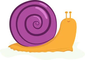 Whimsical Purple and Golden Snail Clipart - Adorable Spiral Shell Design