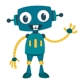Adorable Blue and Yellow Friendly Robot Clipart Character Design