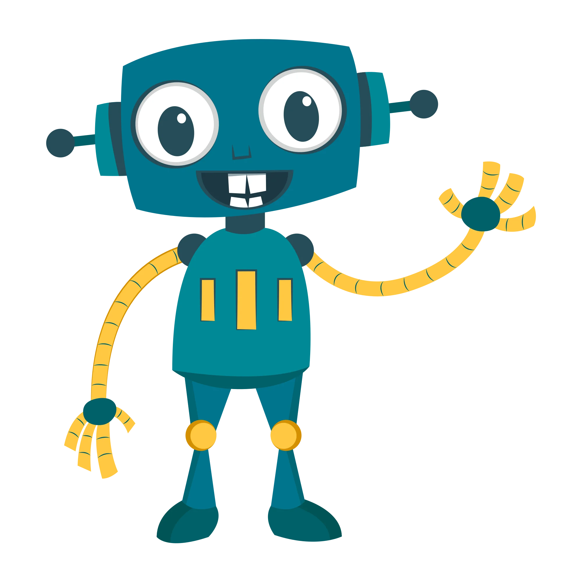 Adorable Blue and Yellow Friendly Robot Clipart Character Design