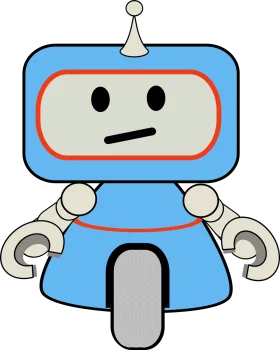 Adorable Blue Retro Robot Clipart Character with Quirky Expression