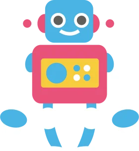 Adorable Cartoon Robot Clipart with Playful Design and Cheerful Expression