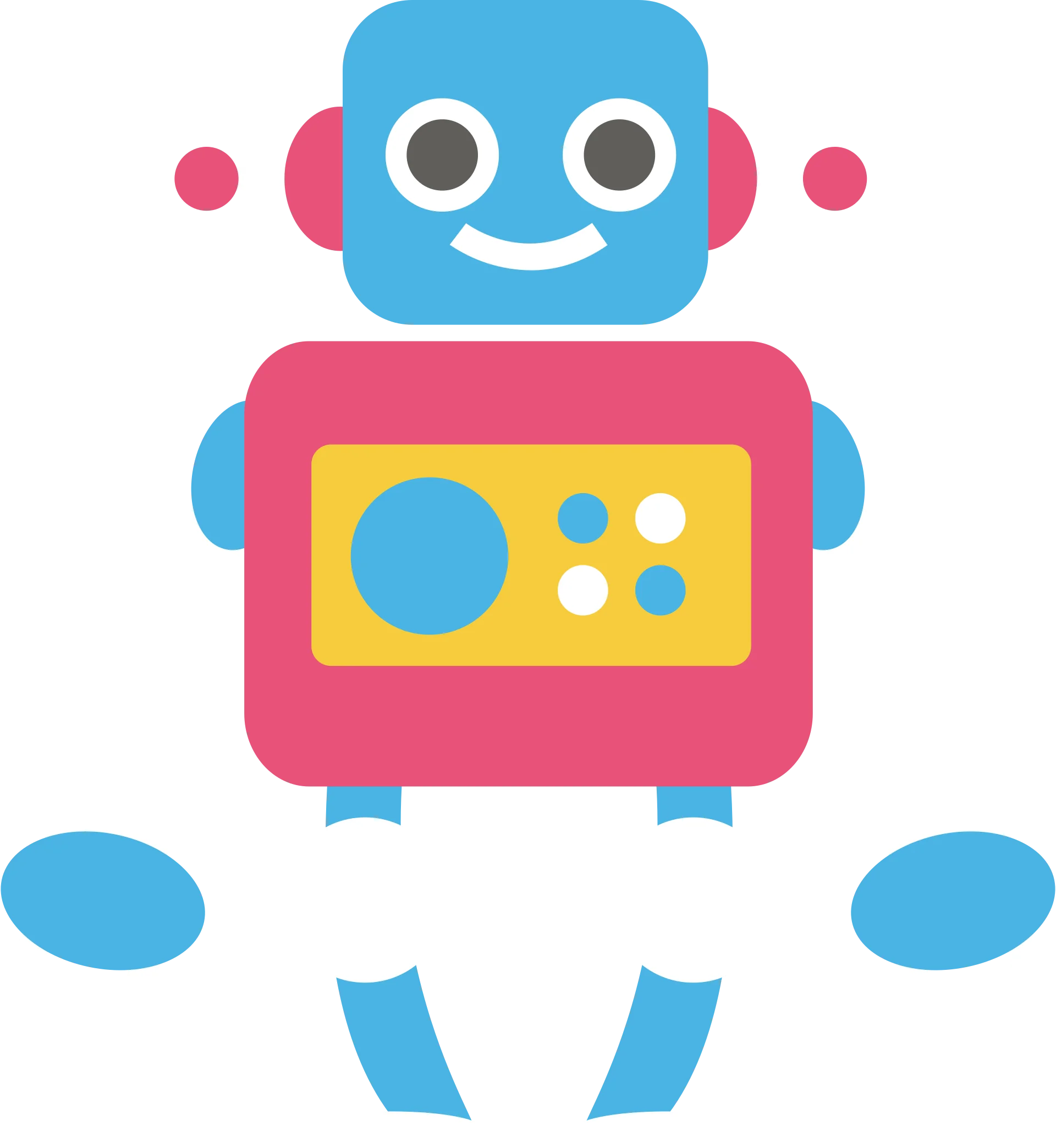 Adorable Cartoon Robot Clipart with Playful Design and Cheerful Expression