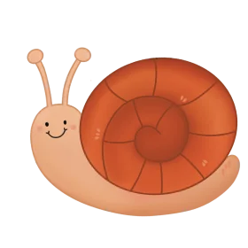 Adorable Cartoon Snail Clipart with Cute Expressive Soft-Toned Shell Design