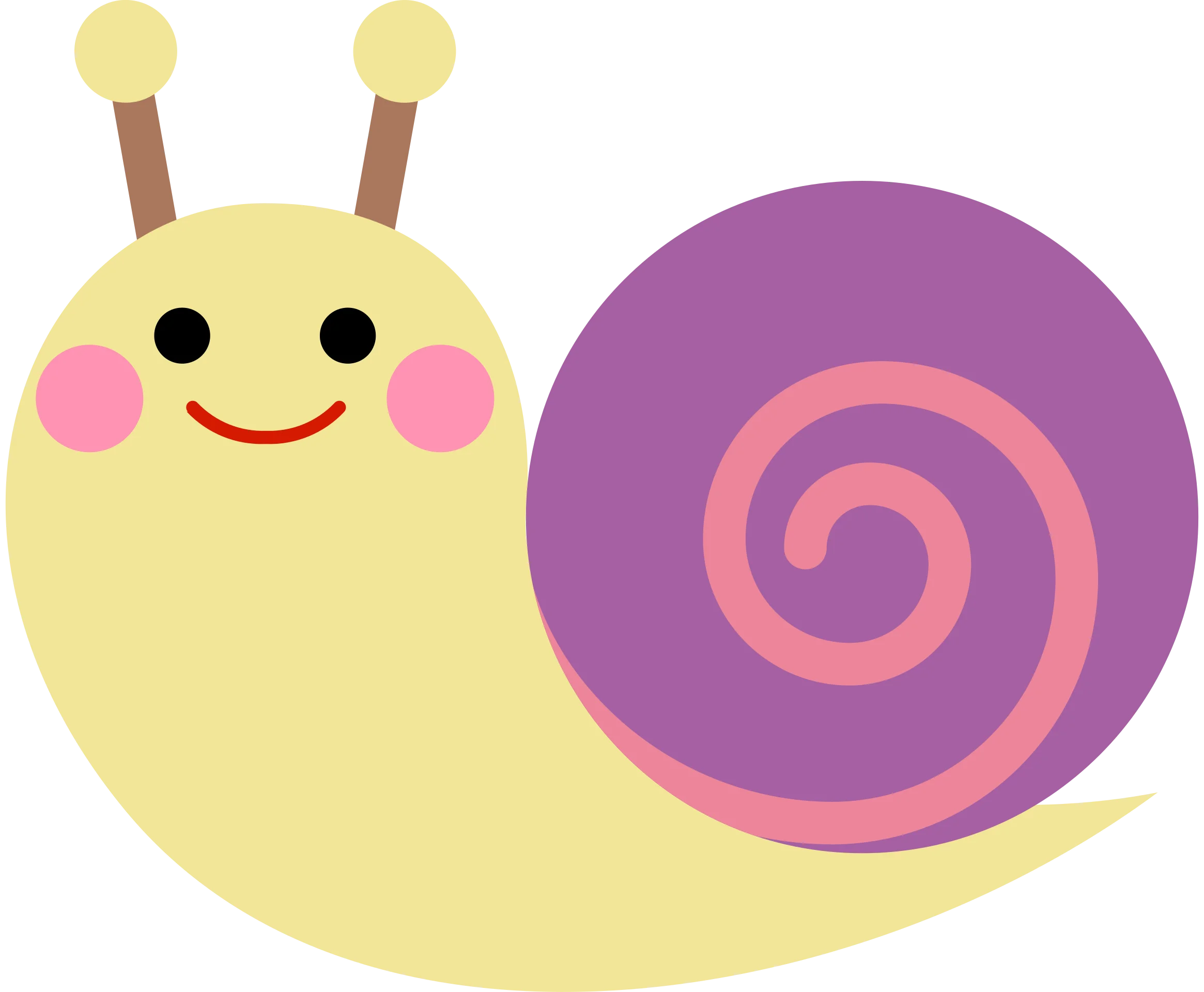 Adorable Pastel-Colored Kawaii Snail Clipart with Cheerful Expression