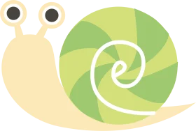 Adorable Whimsical Green and Cream Snail Cartoon Clipart Design