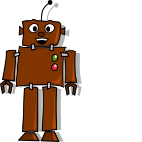 Charming Brown Cartoon Robot Clipart with Playful Mechanical Design