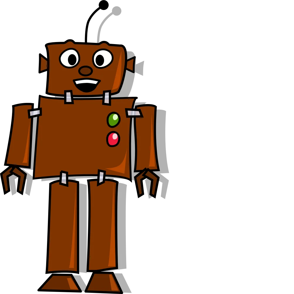 Charming Brown Cartoon Robot Clipart with Playful Mechanical Design