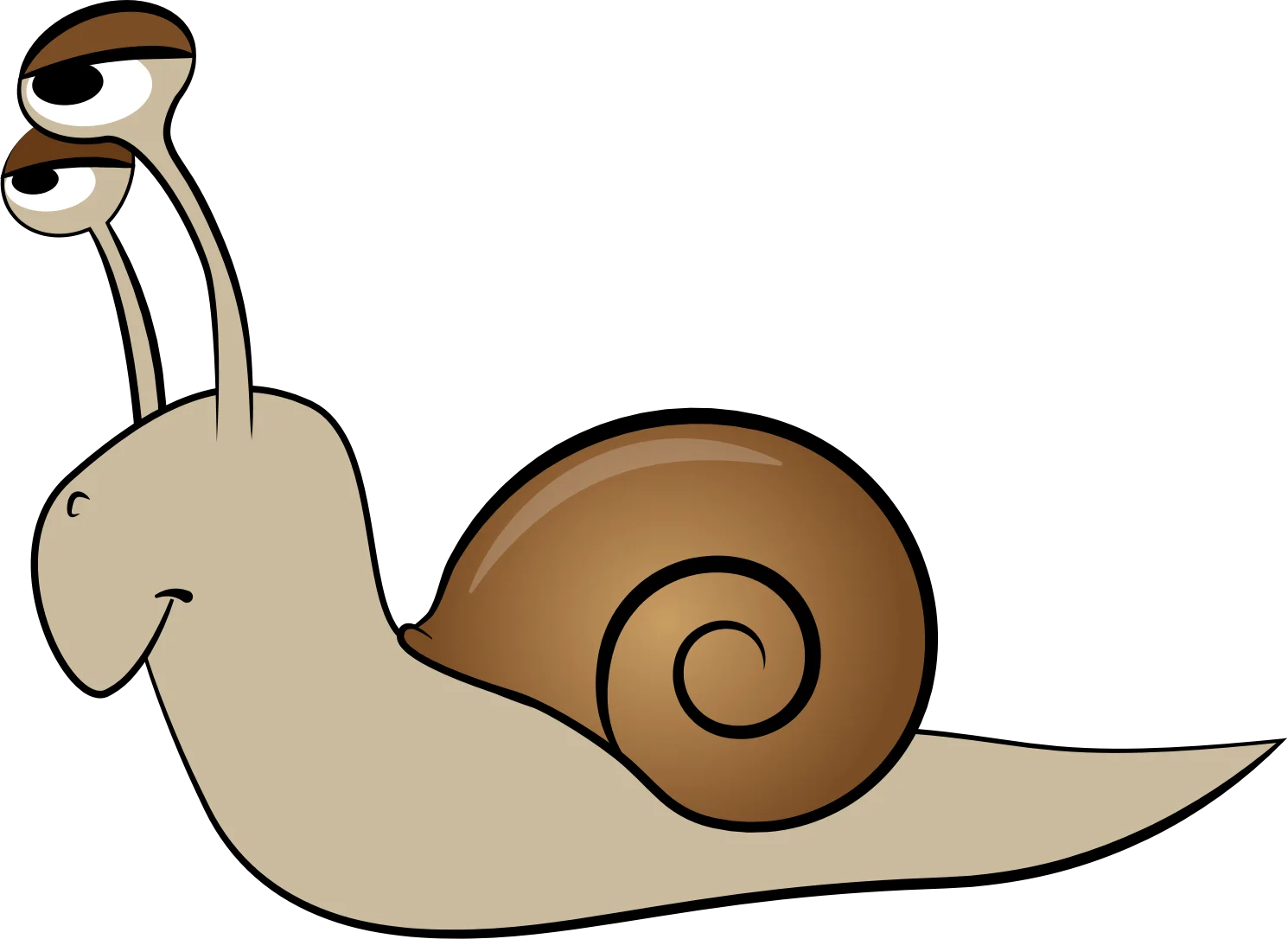 Charming Cartoon Snail Clipart Illustration with Spiral Shell and Expressive Eyes