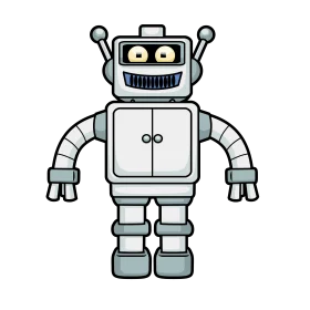 Charming Retro Metallic Robot Clipart Design with Friendly Cartoon Style