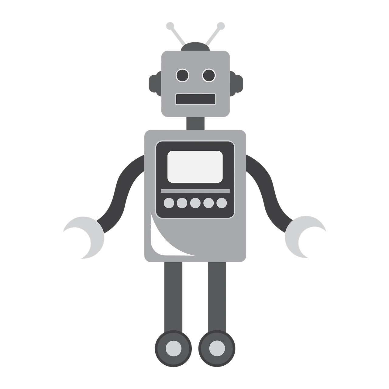 Classic Monochrome Retro Robot Clipart: Vintage Mechanical Character Design