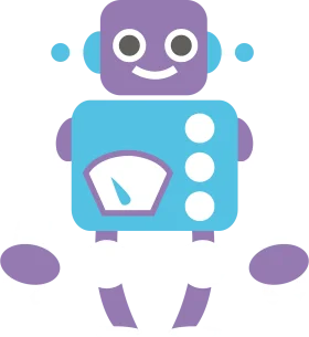 Cute Kawaii Blue and Purple Retro Robot Clipart Design for Kids