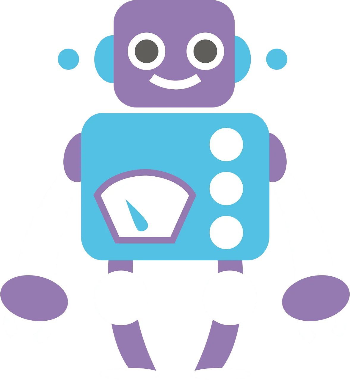 Cute Kawaii Blue and Purple Retro Robot Clipart Design for Kids
