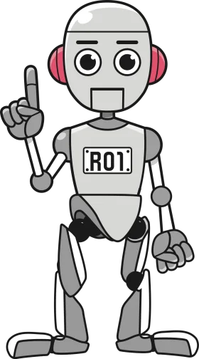 Friendly R01 Robot Clipart: Charming Mechanical Character with Raised Finger