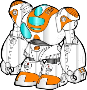 Futuristic Robotic Companion Clipart with Dynamic Orange and White Design
