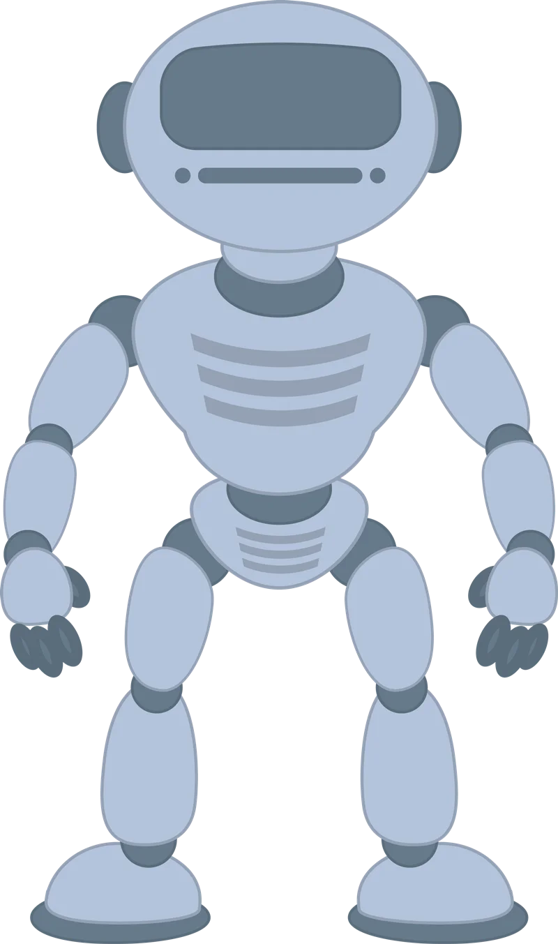 Minimalist Futuristic Robotic Clipart with Sleek Metallic Design