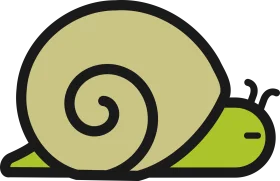 Minimalist Green and Beige Snail Clipart with Smooth Shell Design