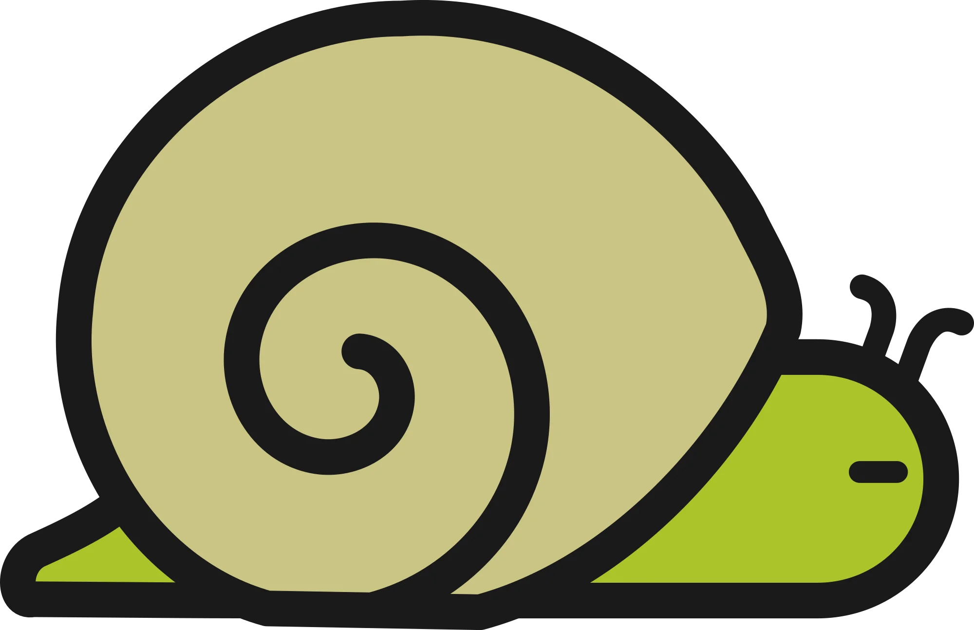 Minimalist Green and Beige Snail Clipart with Smooth Shell Design