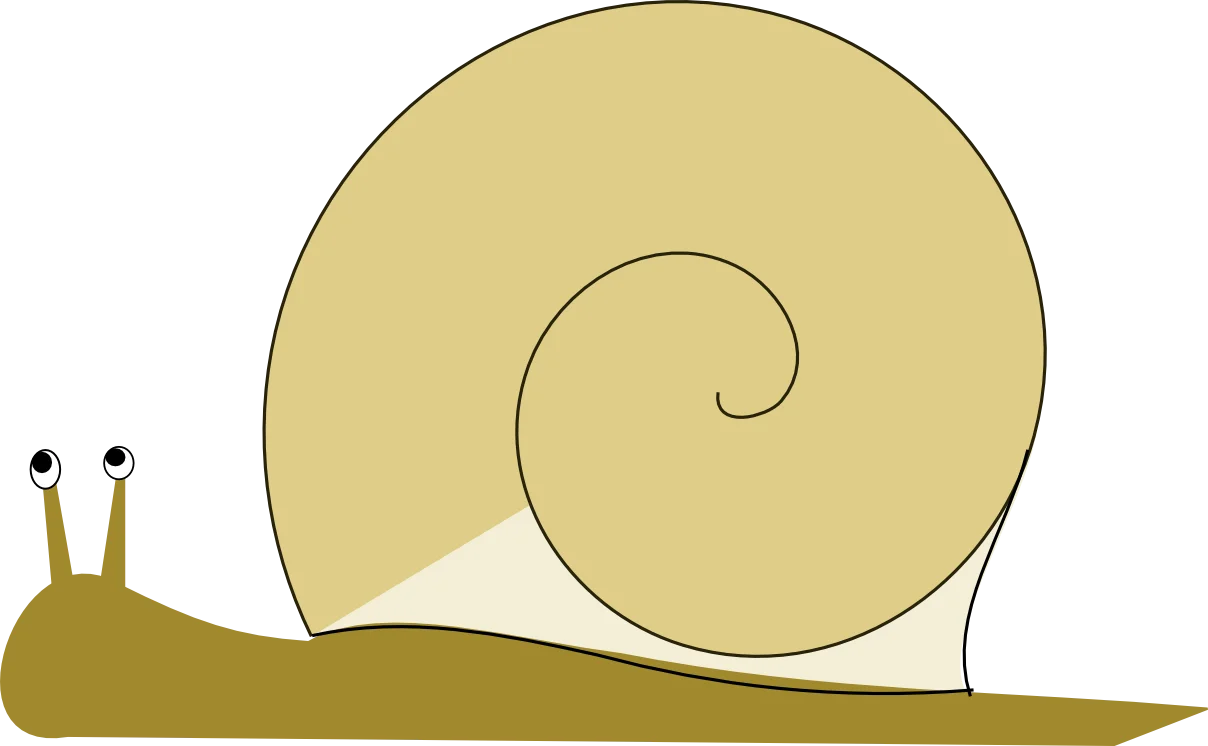 Minimalist Hand-Drawn Snail Clipart with Soft Color Palette and Curved Shell