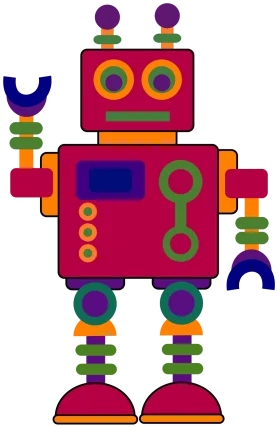 Playful Retro Mechanical Friend: Whimsical Robot Clipart Design