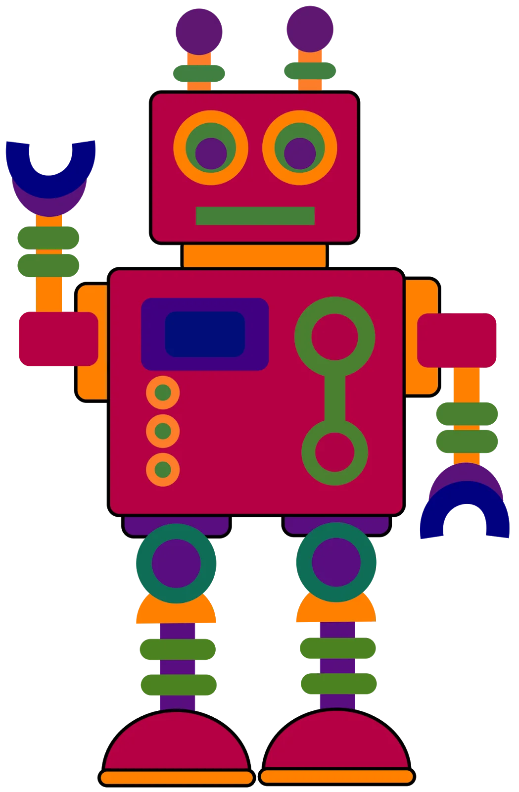 Playful Retro Mechanical Friend: Whimsical Robot Clipart Design