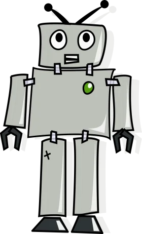 Retro Mechanical Friend: Charming Vintage Robot Clipart Design with Quirky Appeal