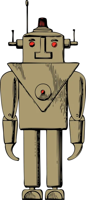 Vintage Retro Mechanical Robot Clipart Illustration with Geometric Design