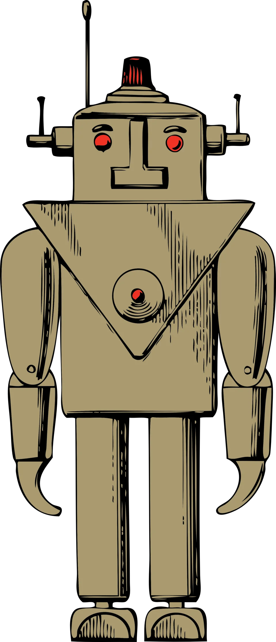 Vintage Retro Mechanical Robot Clipart Illustration with Geometric Design