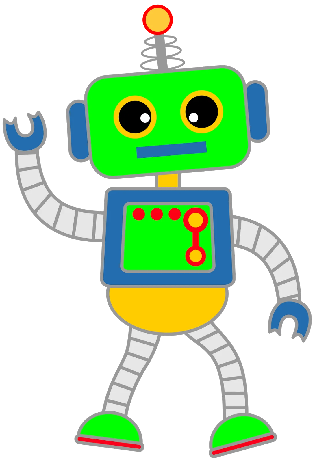 Whimsical Cartoon Robot Clipart with Playful Color Palette and Mechanical Charm