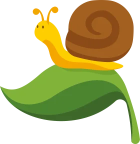 Whimsical Garden Companion: Charming Snail Clipart on Verdant Leaf
