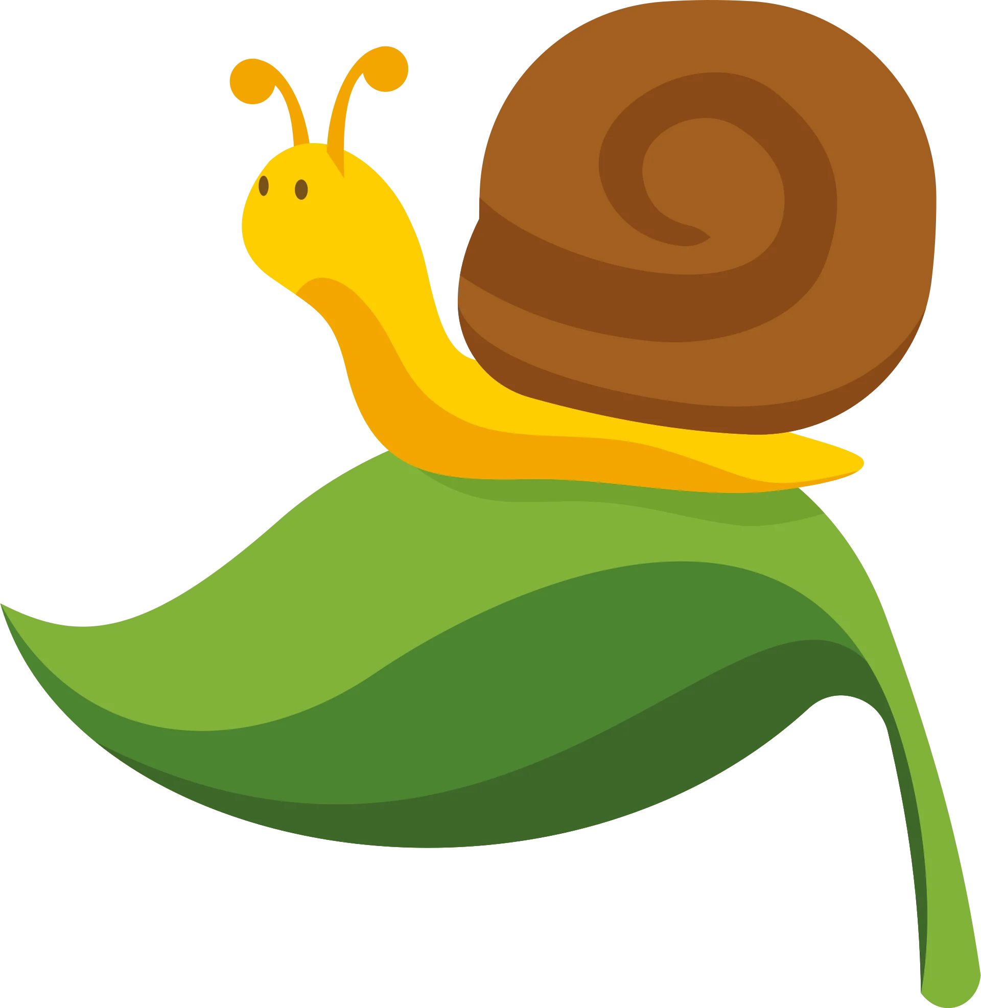 Whimsical Garden Companion: Charming Snail Clipart on Verdant Leaf