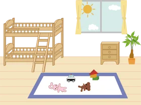 Cozy Children's Bedroom Clipart with Playful Nursery Design Elements