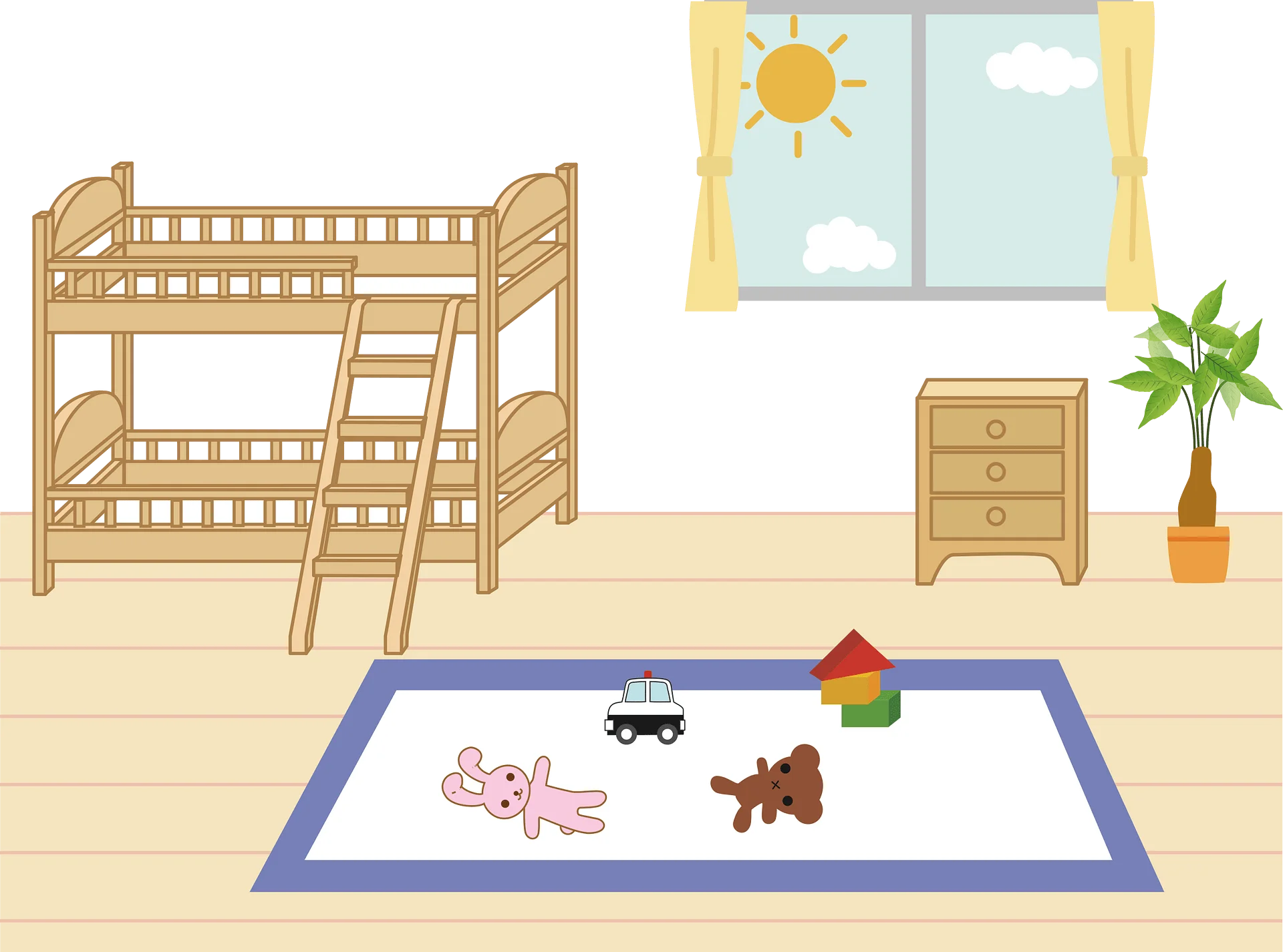 Cozy Children's Bedroom Clipart with Playful Nursery Design Elements