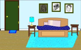 Cozy Minimalist Bedroom Clipart Scene with Simple Artistic Rendering