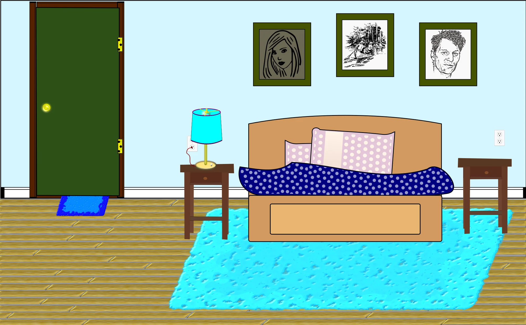 Cozy Minimalist Bedroom Clipart Scene with Simple Artistic Rendering