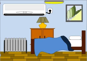Cozy Minimalist Bedroom Interior Clipart with Modern Amenities
