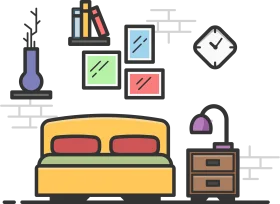 Minimalist Bedroom Interior Design Clipart with Cozy Elements and Decor