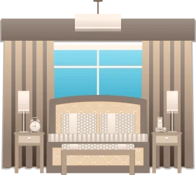 Serene Minimalist Bedroom Interior Design Clipart with Soft Color Palette