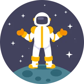 Adorable Space Explorer Astronaut Standing on Moon Surface Cartoon Clipart