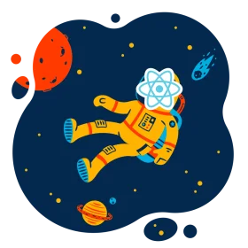 Adventurous Cartoon Astronaut Exploring Cosmic Space Realms Clipart Illustration