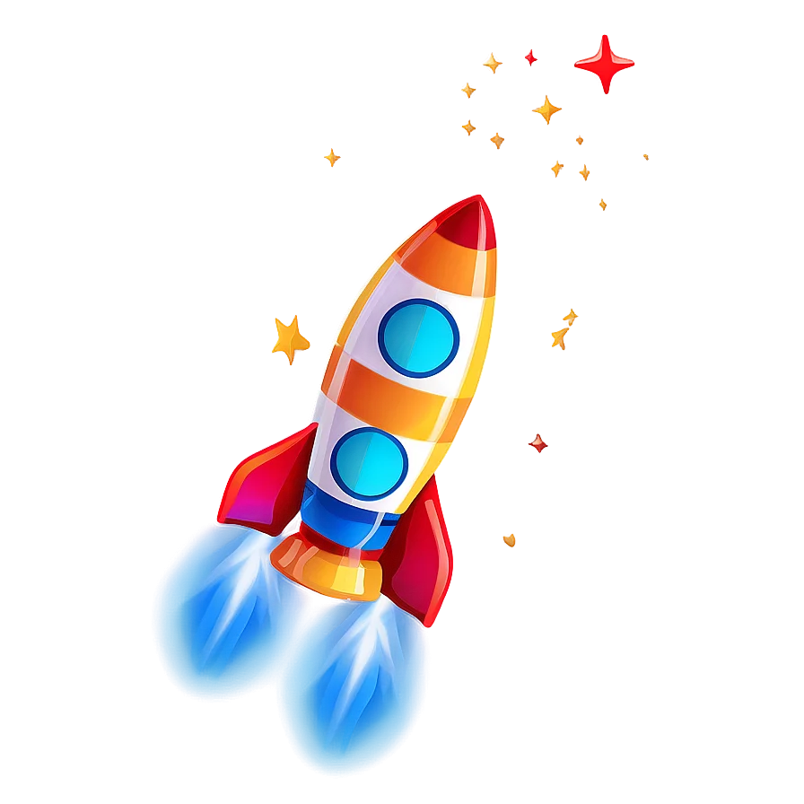 Cartoon Spaceship Rocket Clipart Soaring Through Starry Cosmic Adventure