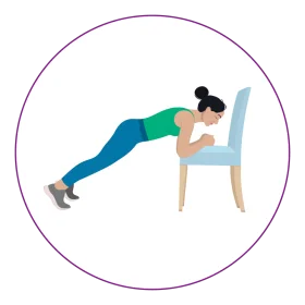 Chair-Assisted Fitness Illustration: Dynamic Plank Exercise Clipart Design