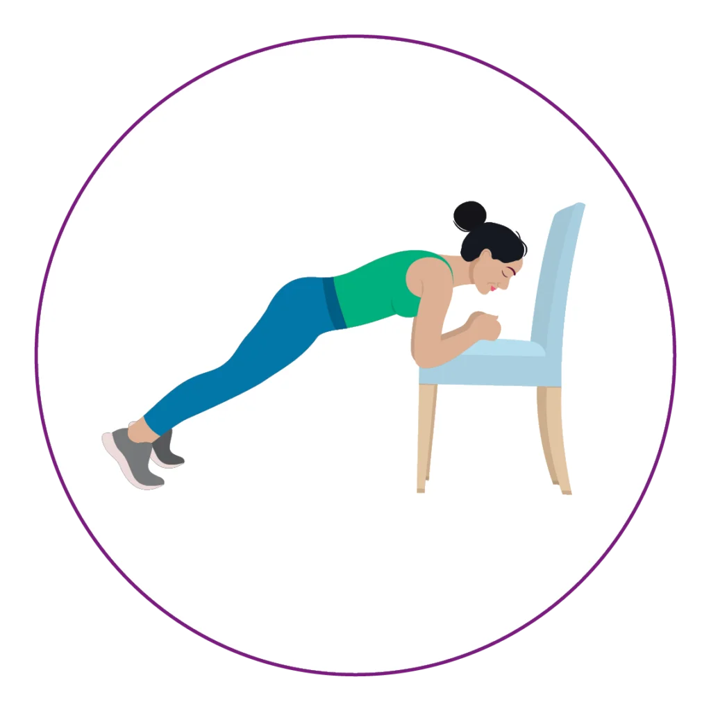 Chair-Assisted Fitness Illustration: Dynamic Plank Exercise Clipart Design