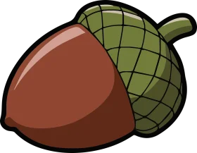 Charming Forest Acorn Clipart: Brown and Green Woodland Illustration